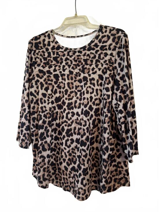 Tops - Leopard Print Long Sleeve Tunic Top